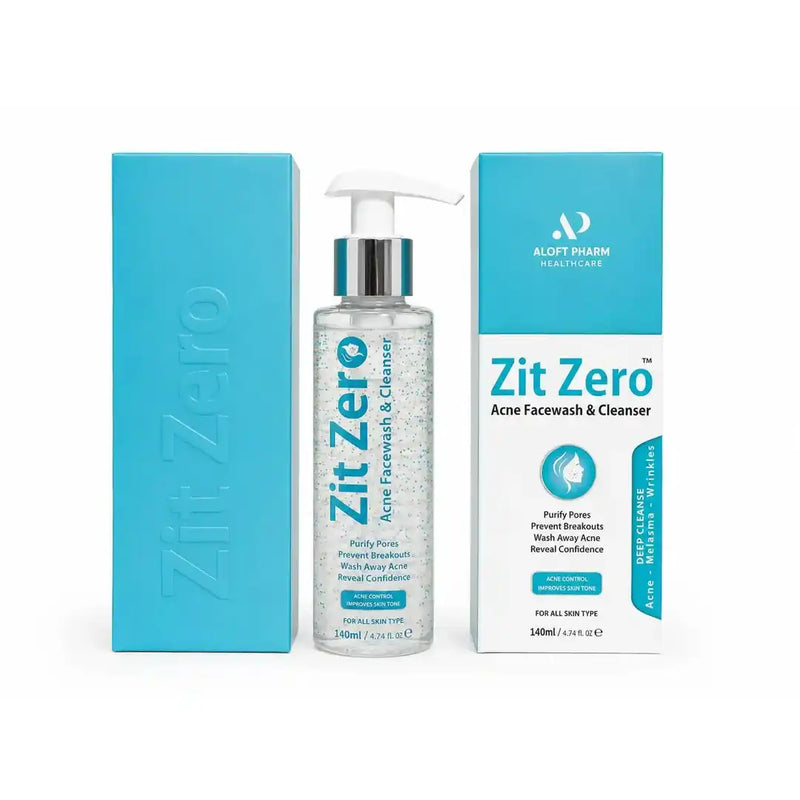 Zit Zero Acne Facewash and Cleanser 140ml pump bottle with blue box